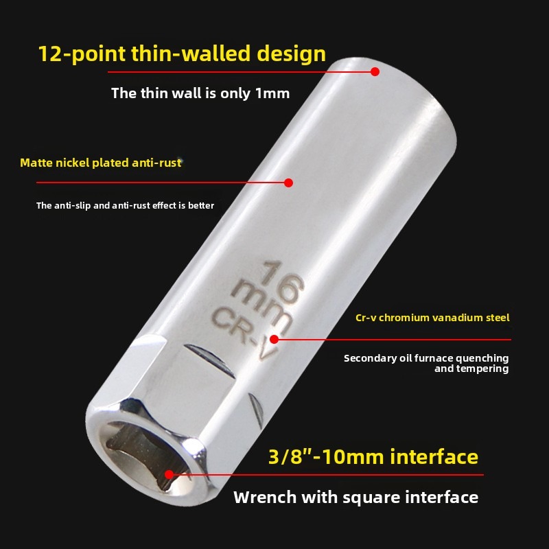 Spark Plug Socket Set - 14/16mm Ultra-Thin Magnetic Universal Joint Spark