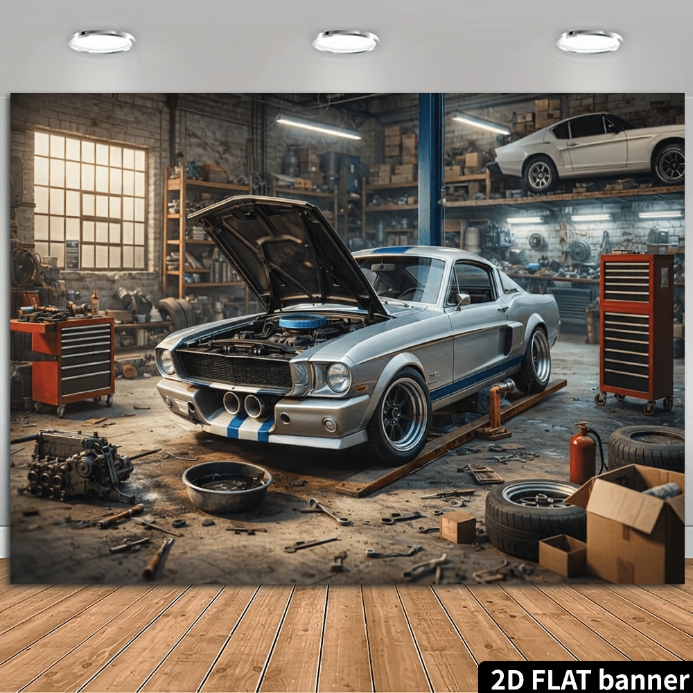 2D plane retro auto repair sho - đánh giá và giá Auto Repair Shop Background