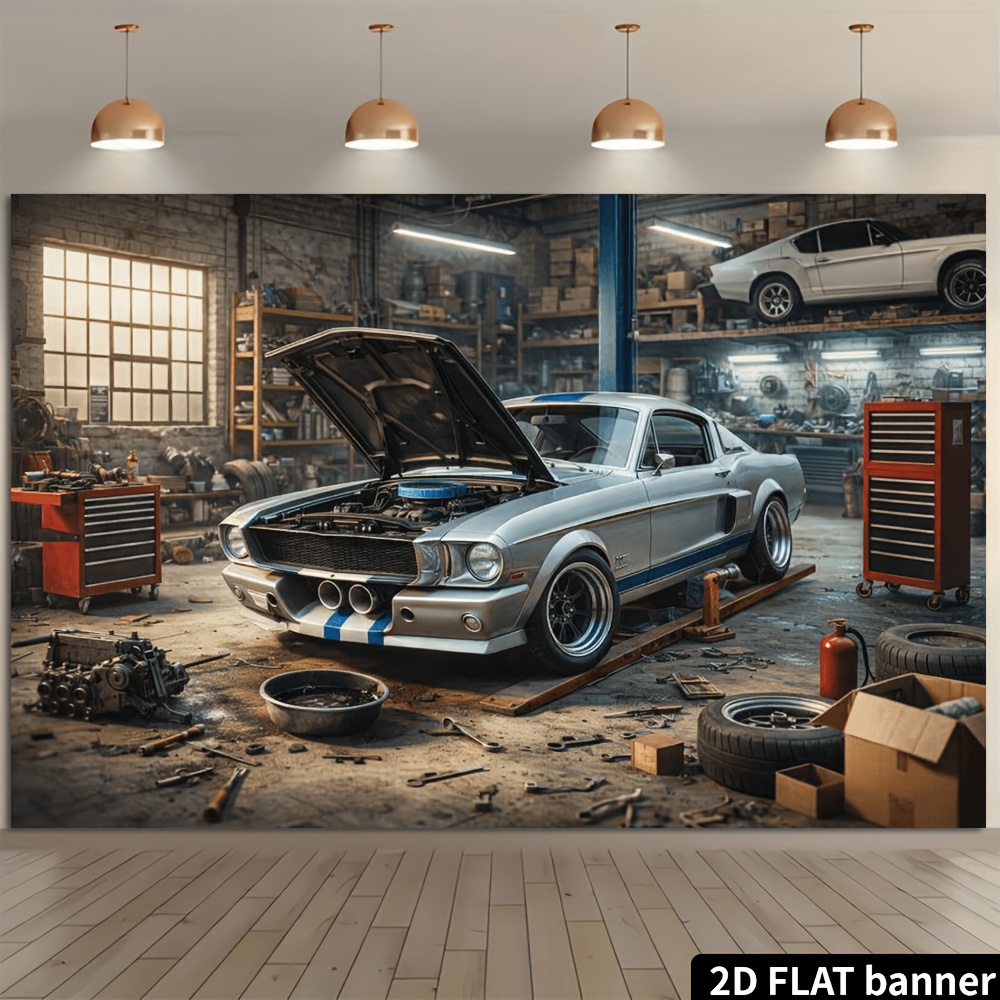 2D plane retro auto repair sho - đánh giá và giá Auto Repair Shop Background