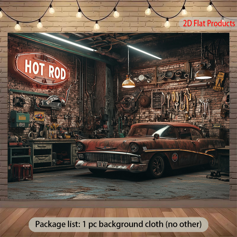 1Vintage Car Garage Banner Bac - đánh giá và giá Auto Repair Shop Background